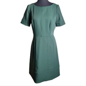 Sinclaire Giovanna green sheath dress bateau neck short sleeve women's size 10